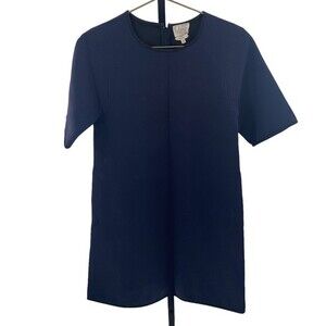 Wilfred Le Fou XS Scuba Shirt Dress Dark Blue Black Contrast Old Money Preppy‎